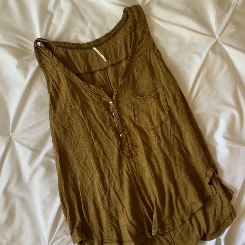 Free People Mustard Traveler Tank Top